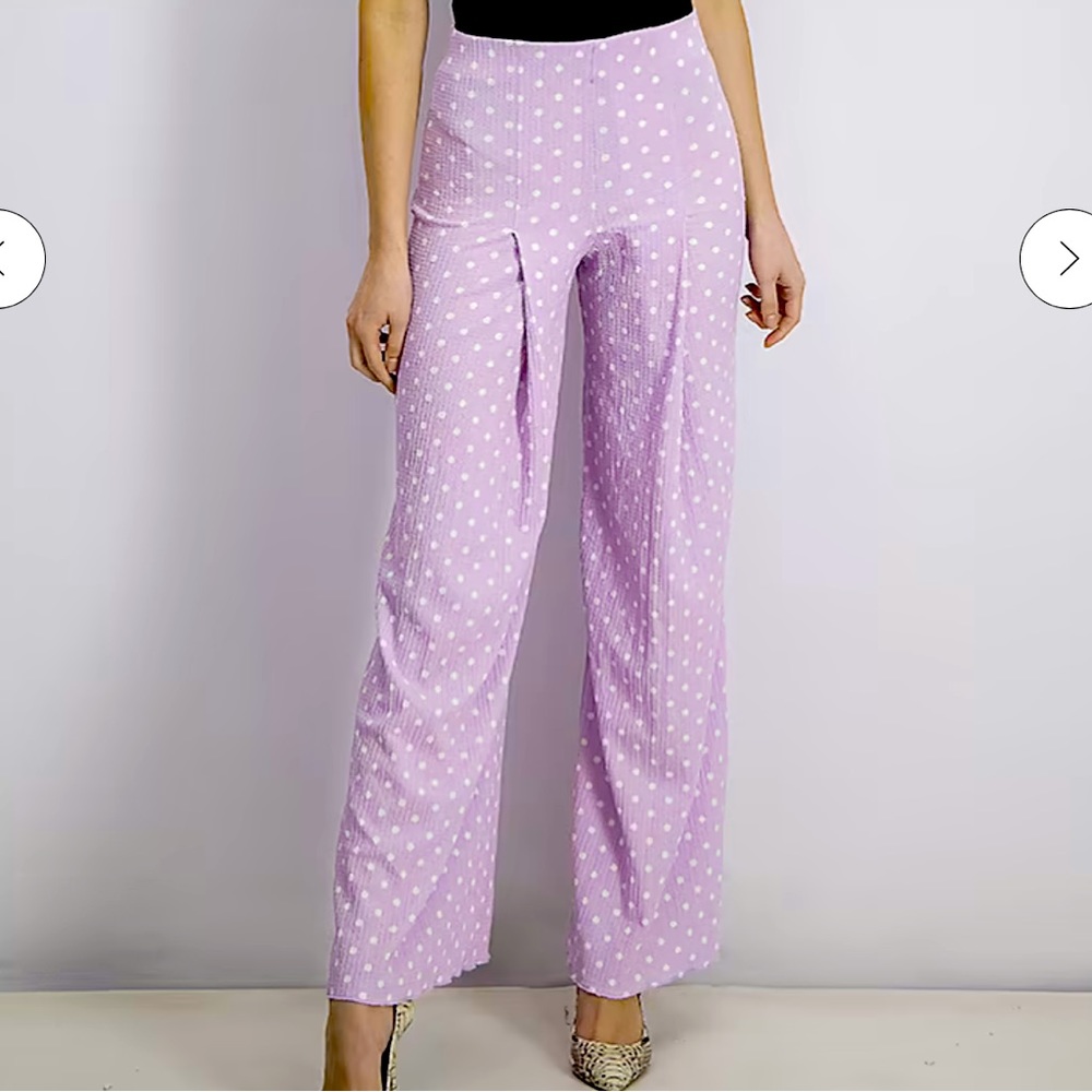 Bershka lilac wide leg polka dots pants - L